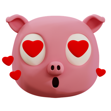 Emoji d'amour de cochon mignon  3D Icon