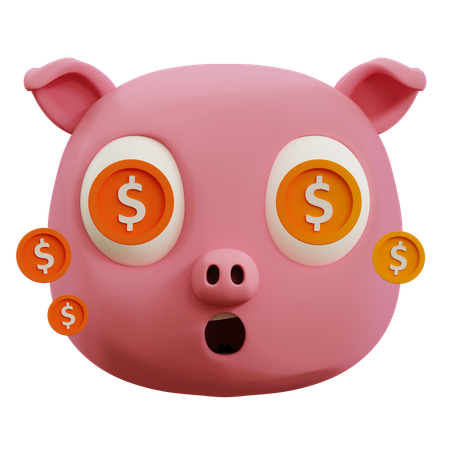 Emoji mignon en forme de cochon et de dollar  3D Icon