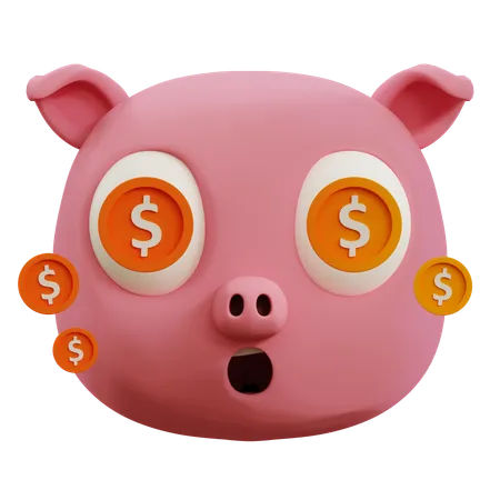 Emoji mignon en forme de cochon et de dollar  3D Icon