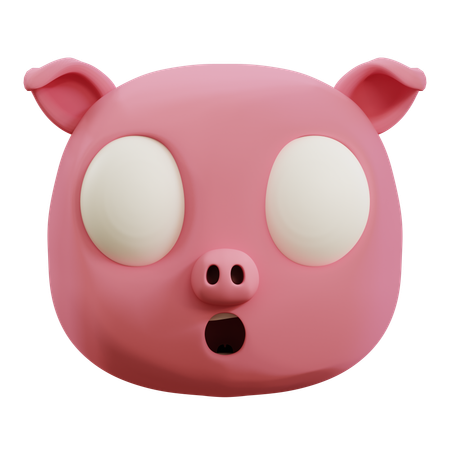 Emoji effrayé par un cochon mignon  3D Icon