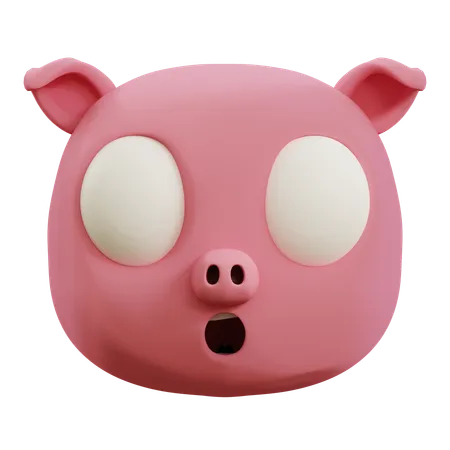 Emoji effrayé par un cochon mignon  3D Icon