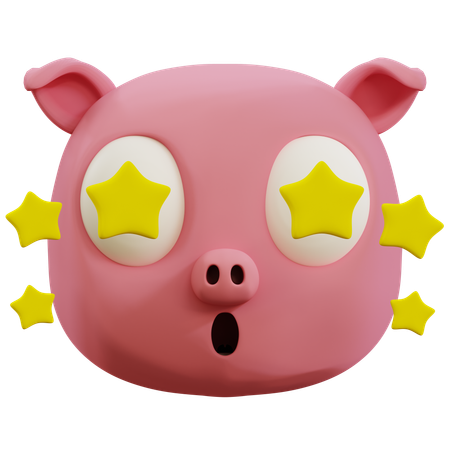 Emoji mignon en forme d'étoile de cochon  3D Icon