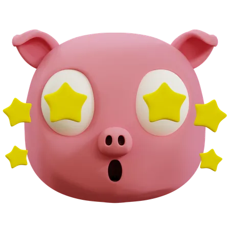 Emoji mignon en forme d'étoile de cochon  3D Icon