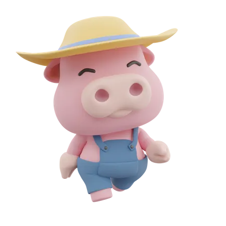 Jolie pose de cochon  3D Illustration