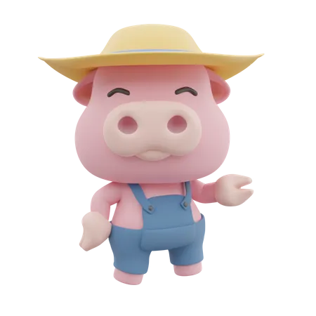 Jolie pose de cochon  3D Illustration