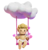 Cupidon mignon sur une balançoire en nuage