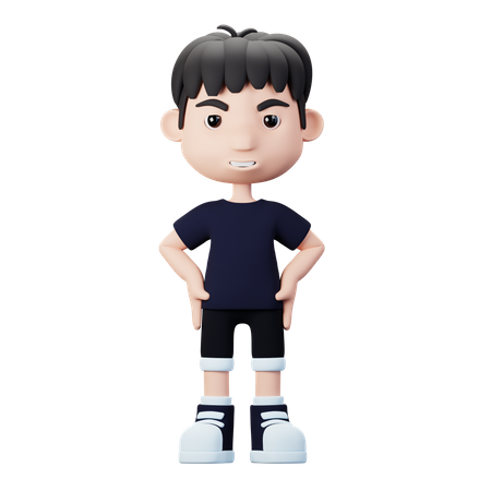 Garçon mignon donnant une pose debout  3D Illustration