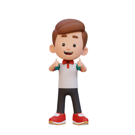 Un garçon mignon montre deux pouces vers le haut  3D Icon
