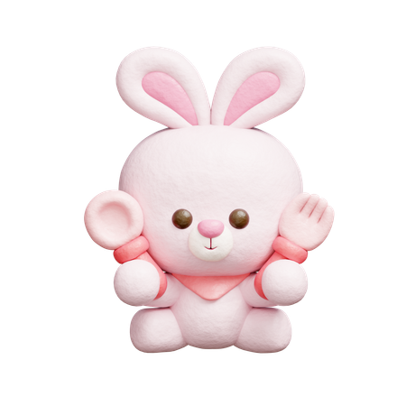 Lapin mignon en train de manger  3D Icon