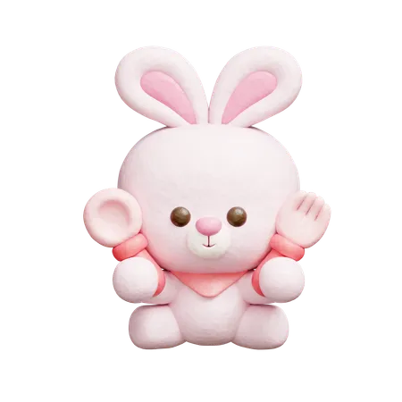 Lapin mignon en train de manger  3D Icon