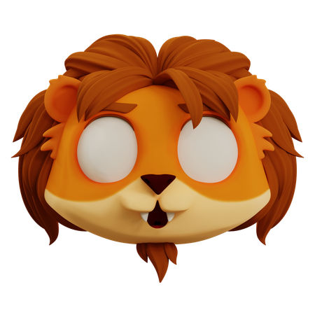 Emoji effrayé par un lion mignon  3D Icon