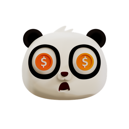 Emoji mignon en forme de panda et de dollar  3D Icon