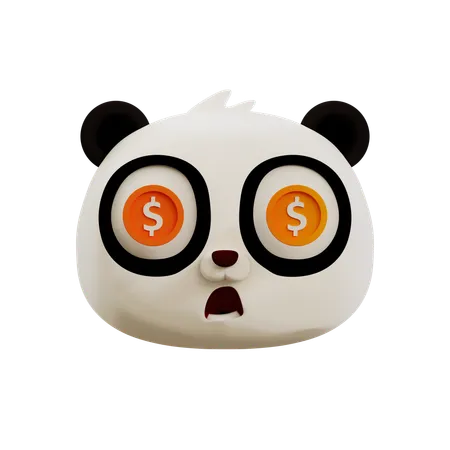 Emoji mignon en forme de panda et de dollar  3D Icon