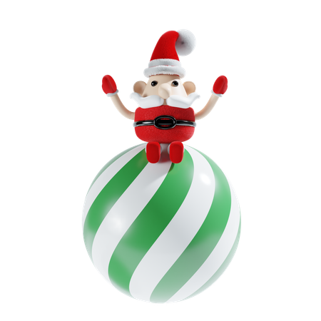 Joli père Noël avec ballon  3D Illustration