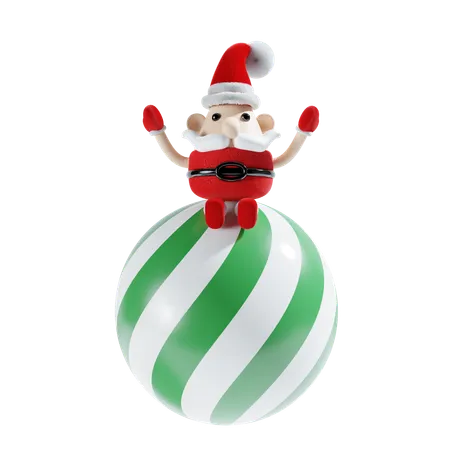 Joli père Noël avec ballon  3D Illustration