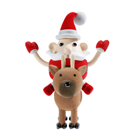 Joli père Noël avec un cerf  3D Illustration