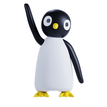 Mignon pingouin dit bonjour  3D Illustration