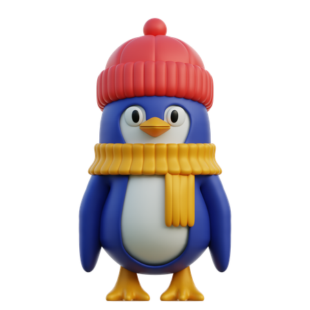 Pingouin mignon en tenue d'hiver  3D Icon