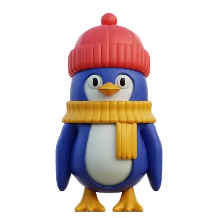 Pingouin mignon en tenue d'hiver  3D Icon