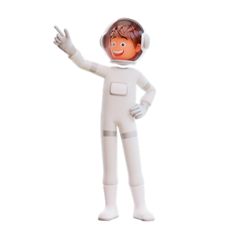 Astronaute mignon pointant vers le haut  3D Illustration