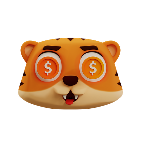 Emoji mignon de dollar de tigre  3D Icon