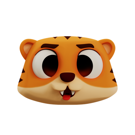 Emoji mignon en langue de tigre  3D Icon