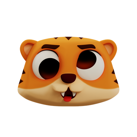 Joli tigre visage laid emoji  3D Icon