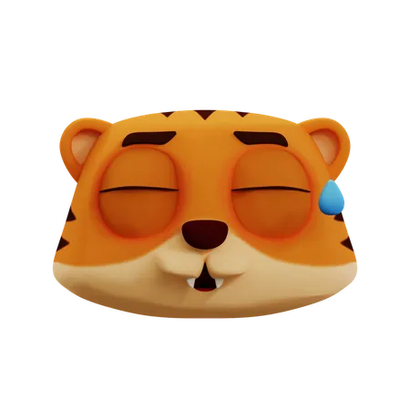 Mignon tigre qui rit emoji  3D Icon