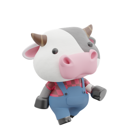 Jolie vache marchant  3D Illustration