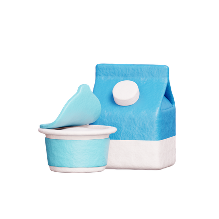 Milch und Joghurt  3D Icon