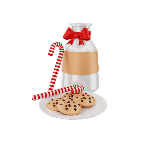 Milch und Kekse  3D Illustration