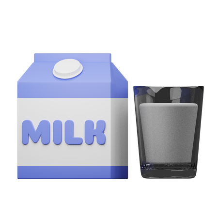 Milchkarton und Glas  3D Illustration