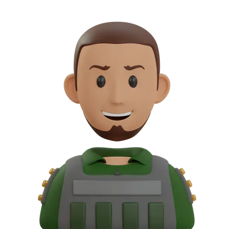 Homem Militar  3D Icon