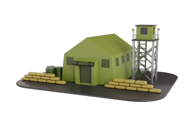 Military Base Camp  3D Illustration