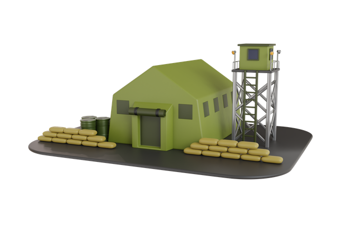 Military Base Camp  3D Illustration