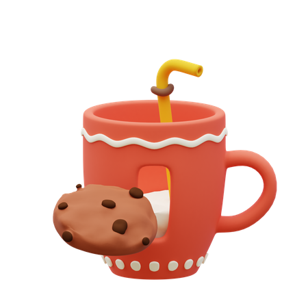 Milk and Cookie  3D Illustration