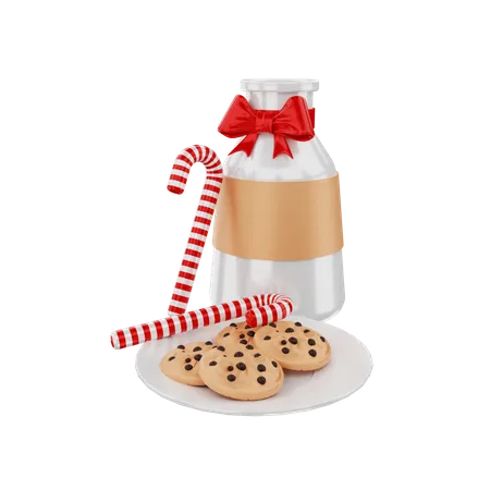 Milk and Cookie 3D Illustration