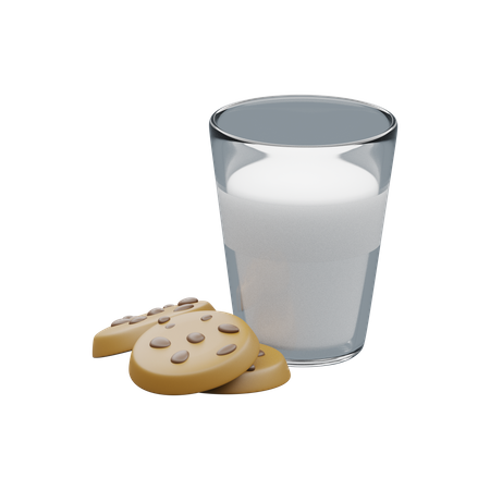 Milk And Cookies 3D Illustration