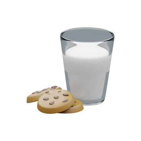 Milk And Cookies  3D Illustration