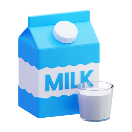 Milk Carton And Glass  3D Icon