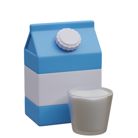 Milk Carton And Glass  3D Icon