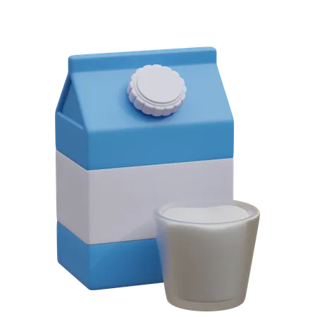 Milk Carton And Glass  3D Icon