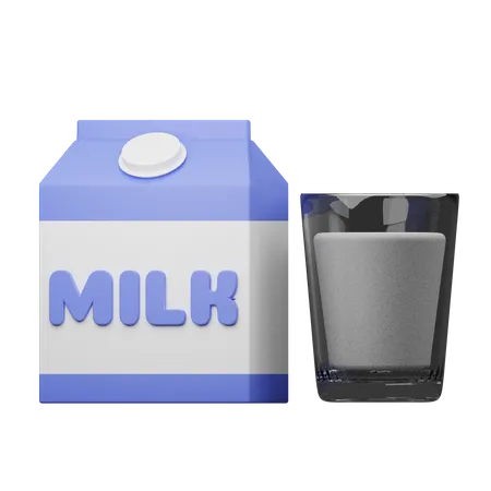 Milk Carton And Glass  3D Illustration