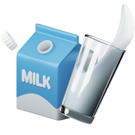 Milk Pack And Glass 3D Illustration
