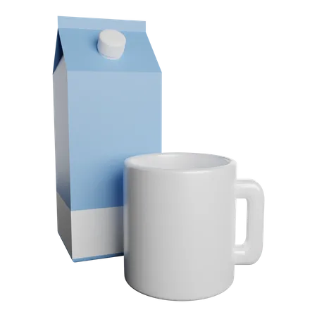 Milk Pack And Glass  3D Illustration