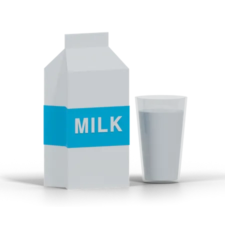 Milk Pack And Glass 3D Illustration