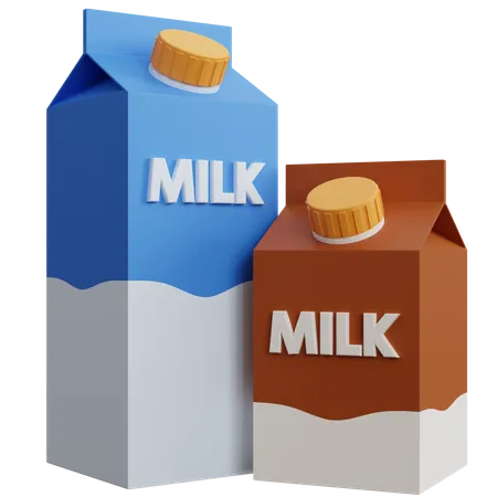 3 D Rendering Two Milk Boxes Isolated 3D Icon