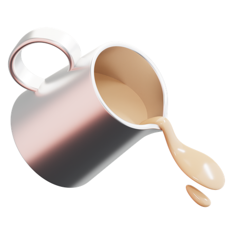 Milk Poured From Silver Mug  3D Icon