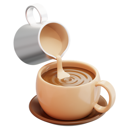 Milk Poured Into A Coffee Cup  3D Icon