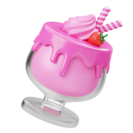 Milkshake de morango  3D Icon